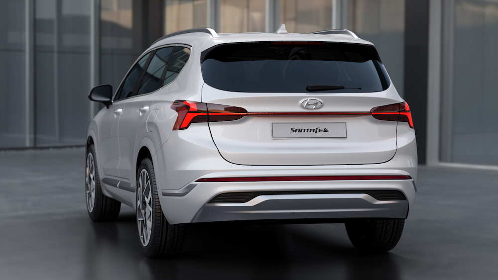 Xe Hyundai Santafe 2023 màu trắng phần đuôi  Hyundai Santafe 2023 màu trắng phần đuôi